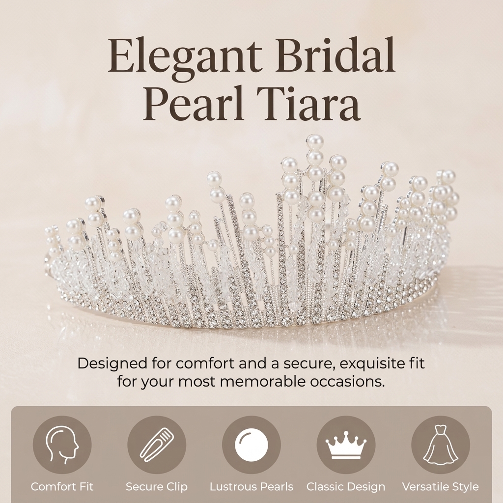 Bridal Pearl Crown Headpiece E - огляд і ціна Event & Party Supply Photos
