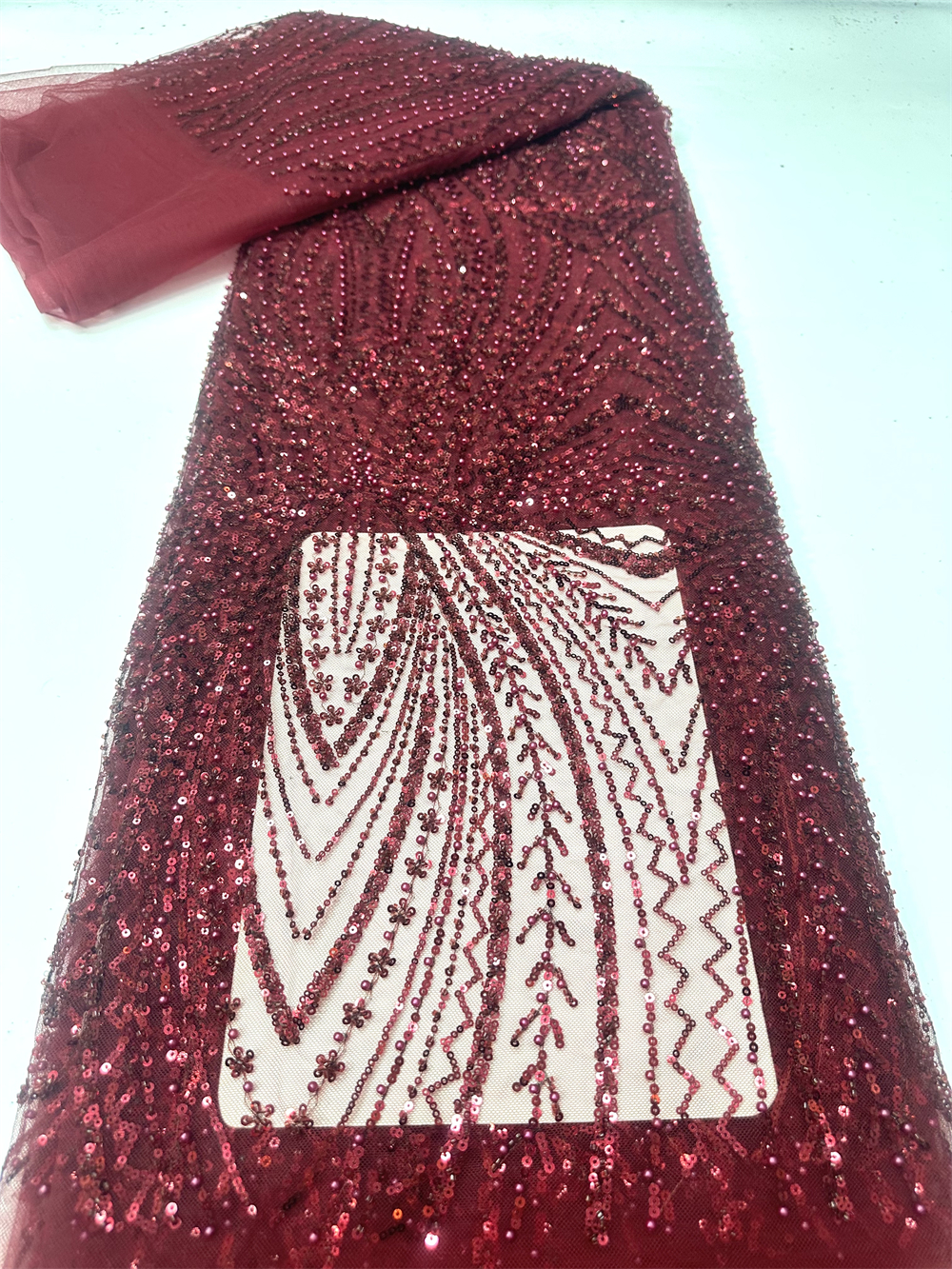 African Sequins Beaded Lace Fa - огляд і ціна Glitter Tablecloth