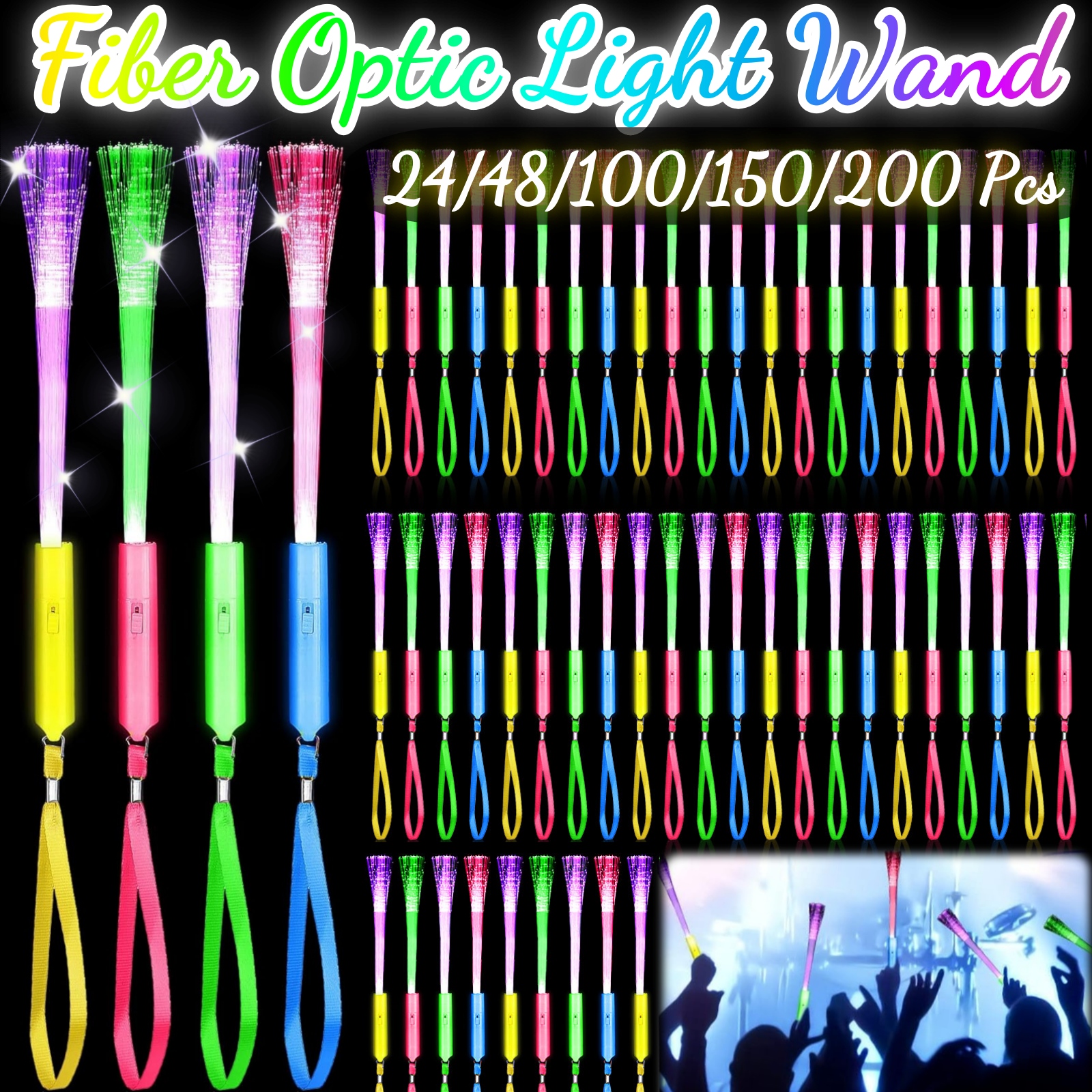 24-200Pcs Fiber Optic Wands Gl - огляд і ціна Cotton Candy Cone