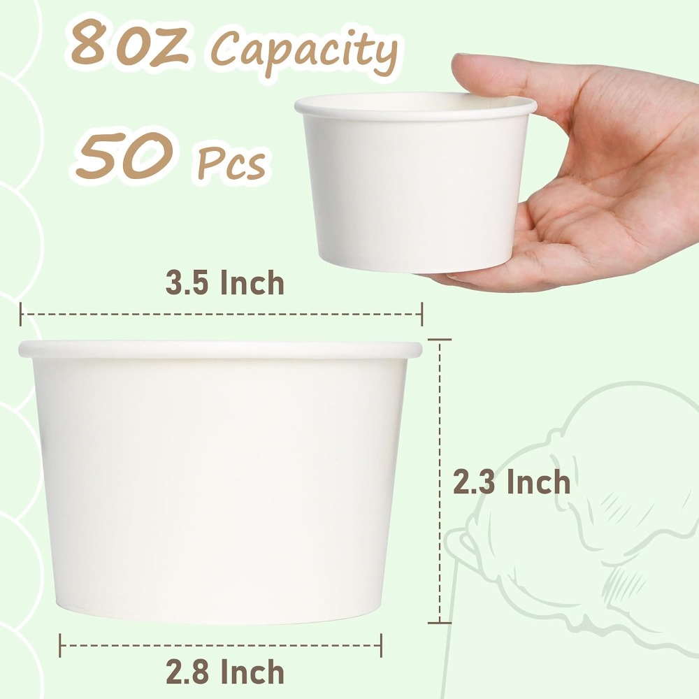 50pcs 8oz Paper Ice Cream Cups - огляд і ціна Plastic Cup 50Pcs