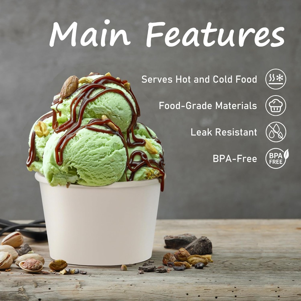 50pcs 8oz Paper Ice Cream Cups - огляд і ціна Plastic Cup 50Pcs