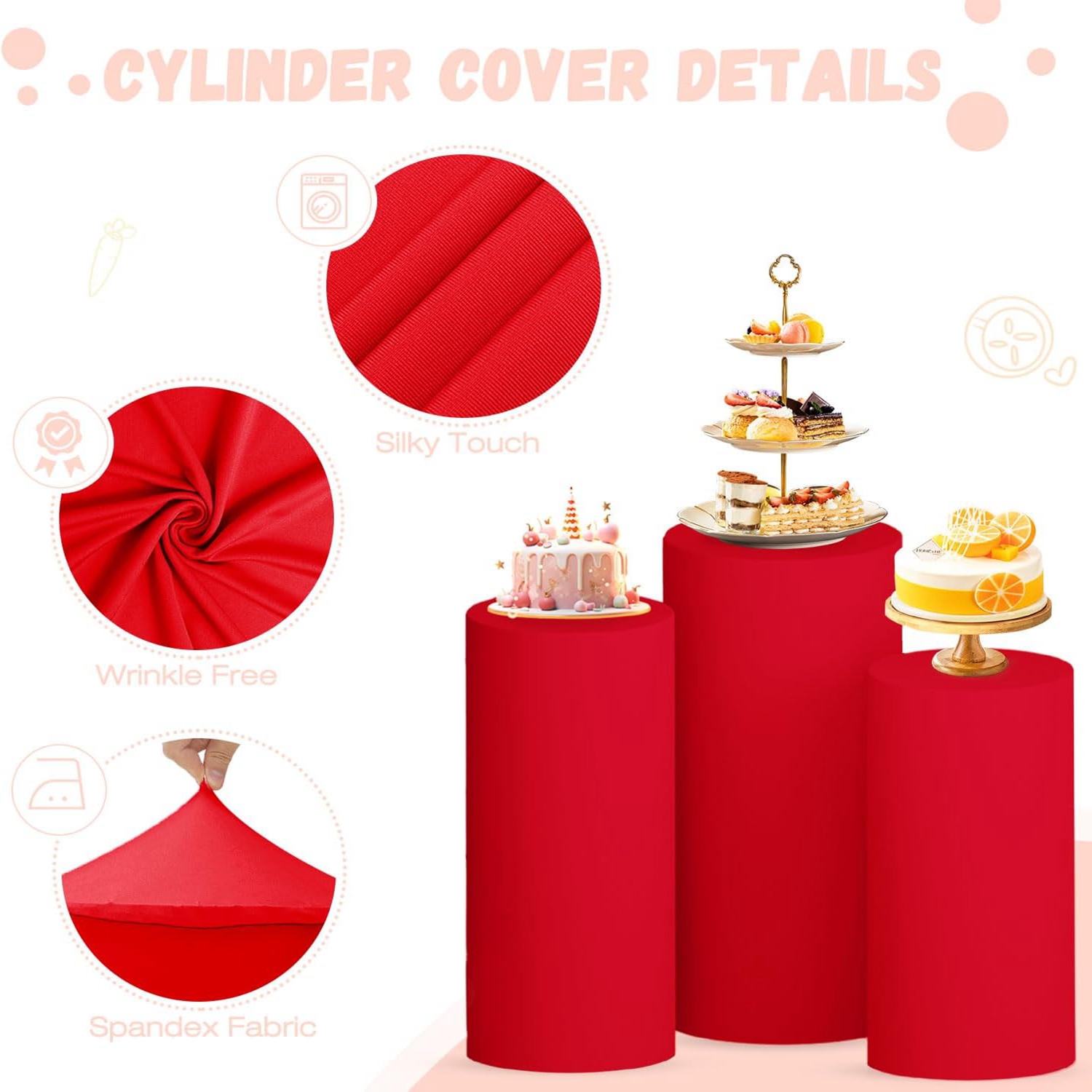 Yeele Red Cylinder Stand Cover - огляд і ціна Dessert Table Backdrop