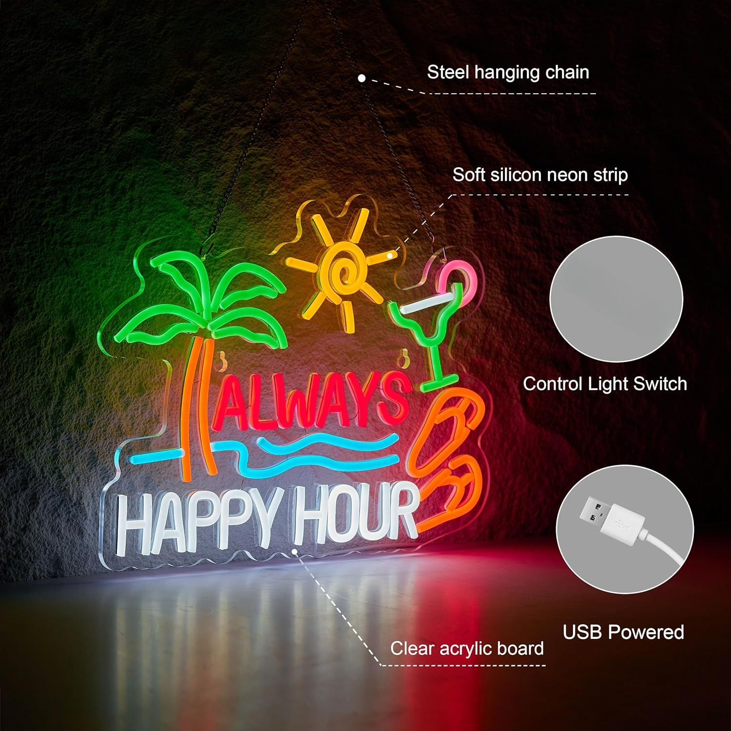 Always Happy Hour Beer Bar Neo - огляд і ціна Neon Sign Party