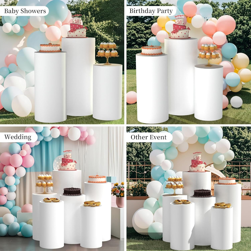 White Wedding Party Cylinder S - огляд і ціна Dessert Table Backdrop