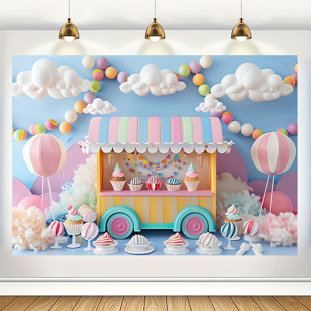 Sweet Ice Cream Theme Backdrop - огляд і ціна Dessert Table Backdrop