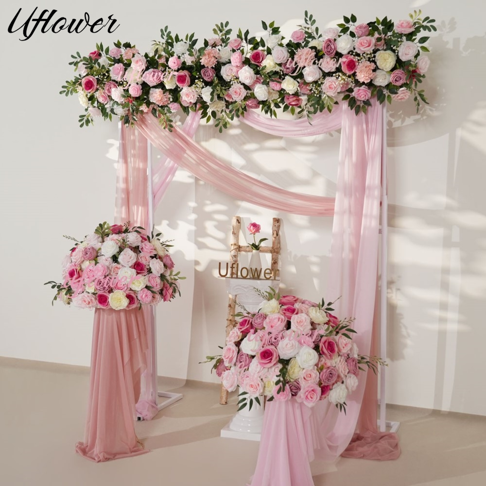 Uflower Pink Rose Greenery Han - огляд і ціна Flower Wall Panel