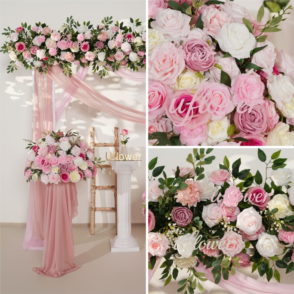 Uflower Pink Rose Greenery Han - огляд і ціна Flower Wall Panel