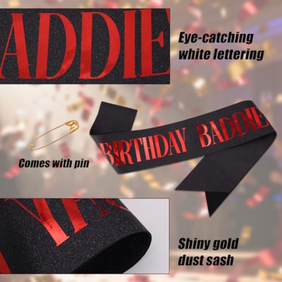 Birthday Baddie Sash, Glitter  - огляд і ціна Birthday Sash Glitter