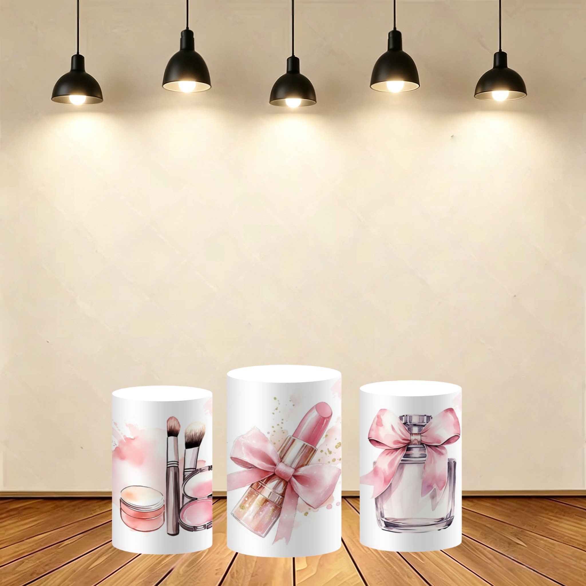 Pink Beauty Party Cylinder Bac - огляд і ціна Dessert Table Backdrop