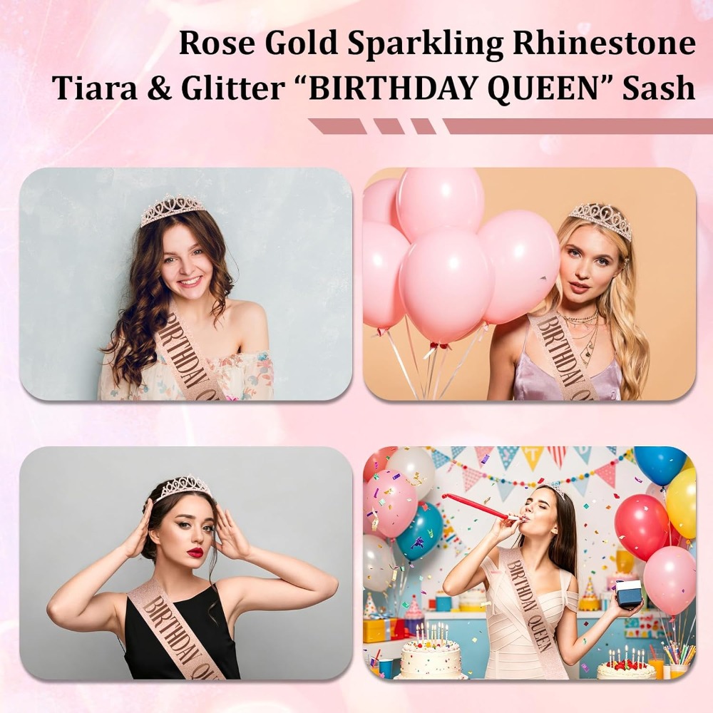 Rose Gold Birthday Queen Sash  - огляд і ціна Birthday Sash Glitter