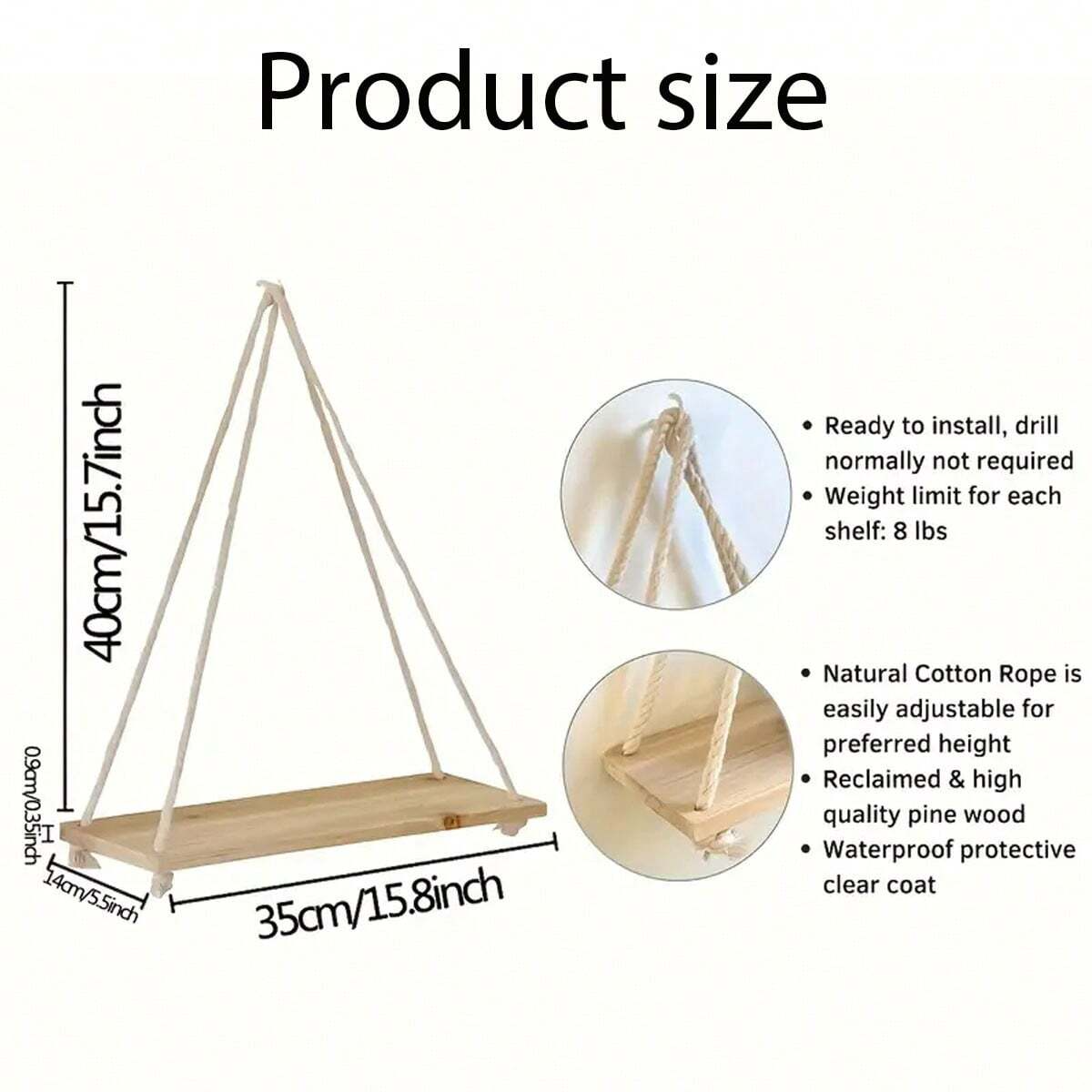 1PC Wooden Swing Hanging Hemp  - огляд і ціна Flower Wall Panel