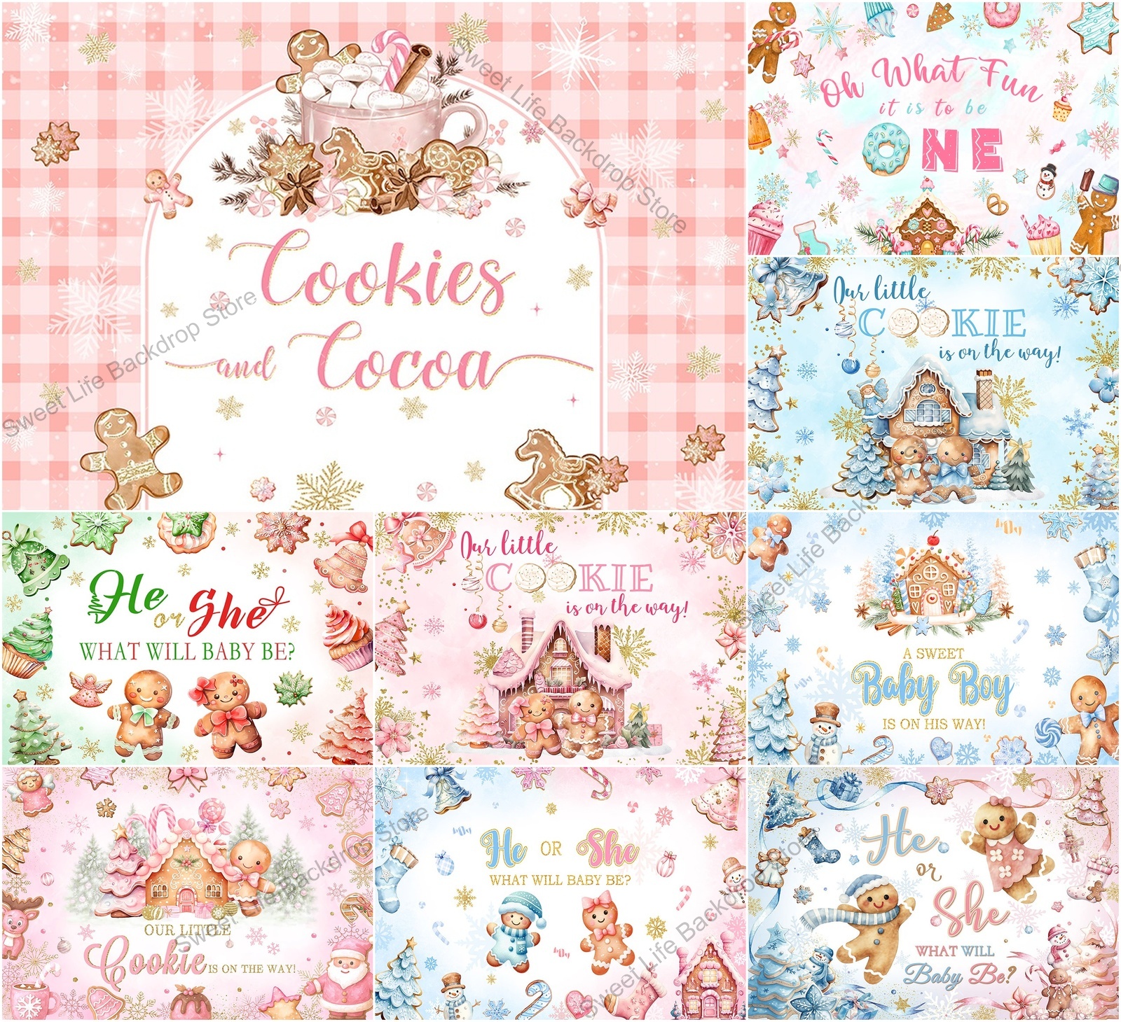 Christmas Gingerbread Baby Sho - огляд і ціна Dessert Table Backdrop