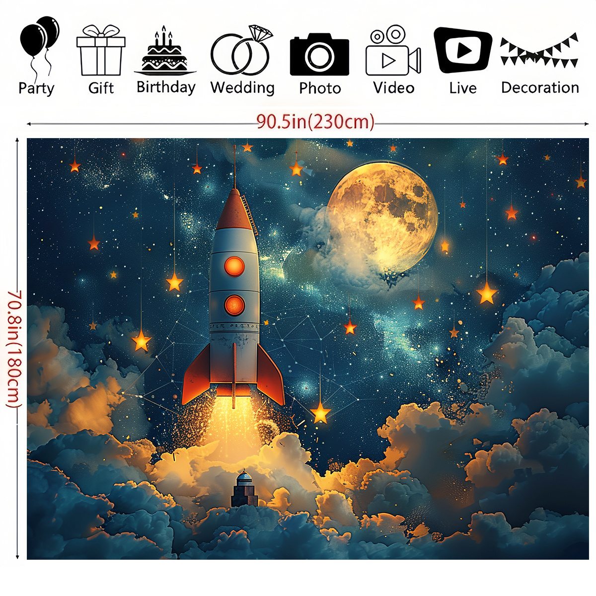 1pc Dreamy Night Sky Rocket Wa - огляд і ціна Event Launch Party